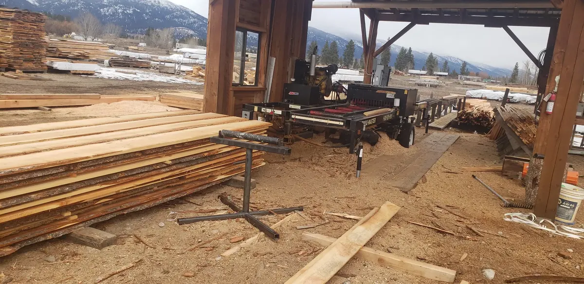 Camas Creek sawmill cutting logs into custom lumber